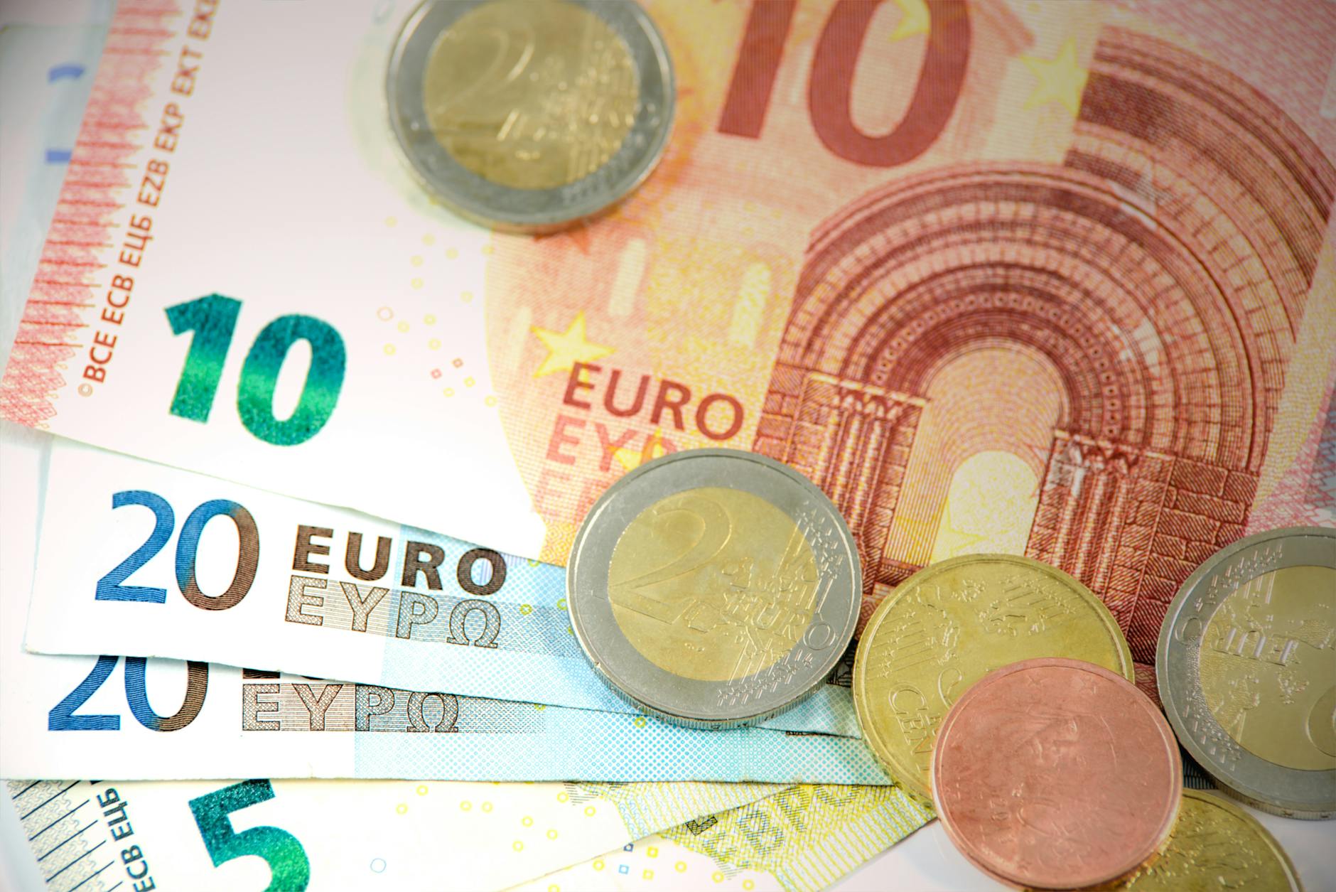 Euro banknotes and coins used in Amsterdam
