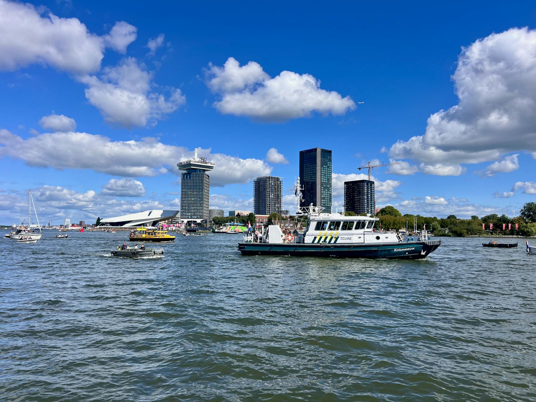 Free ferry crossing the IJ river in Amsterdam