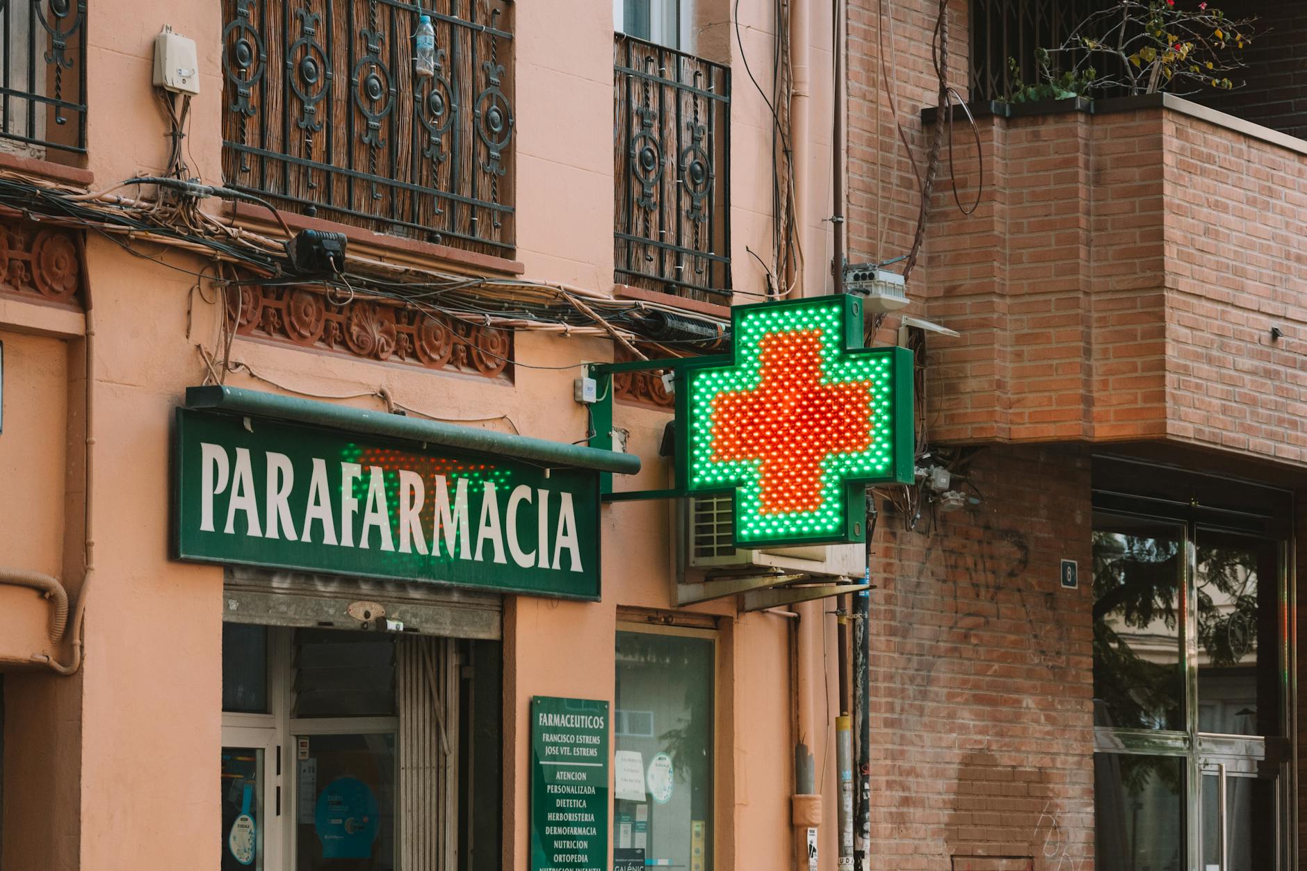 European pharmacy sign with green cross