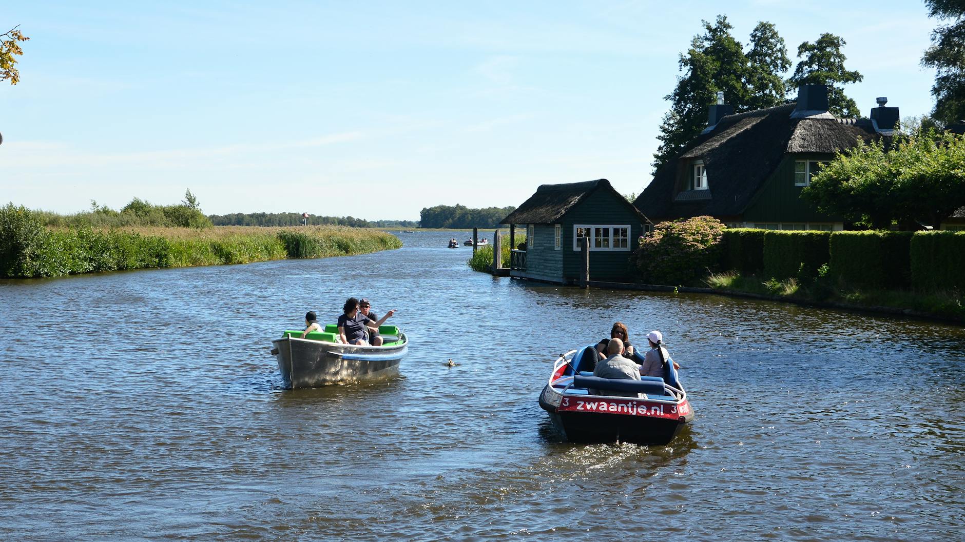 Giethoorn village with thatched-roof houses and peaceful canals