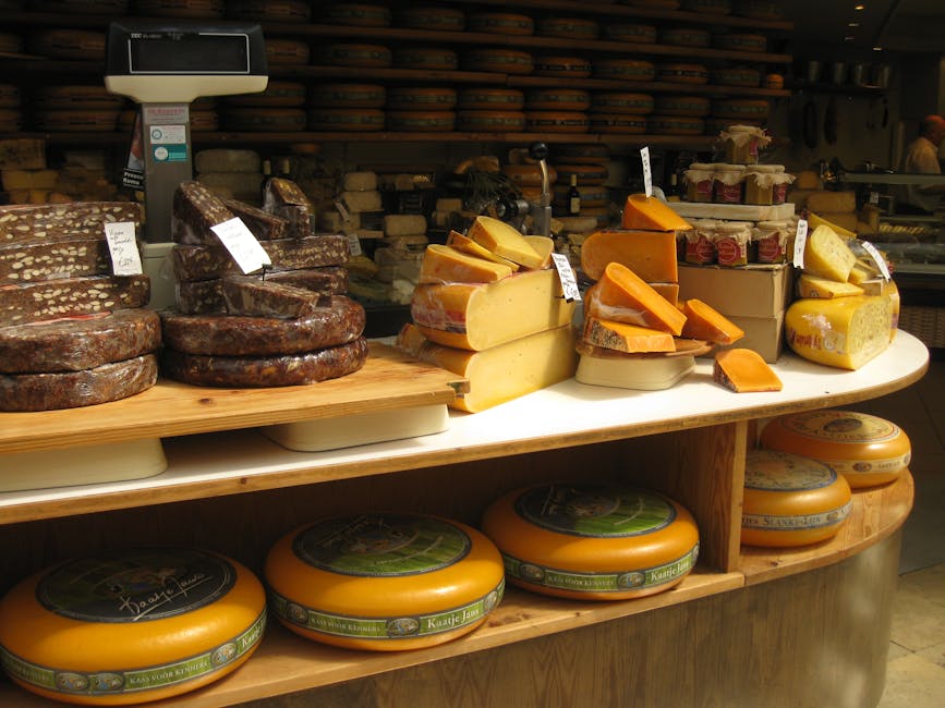 Dutch cheese stall display Amsterdam market