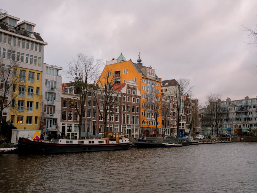 Amsterdam winter snow canal quiet
