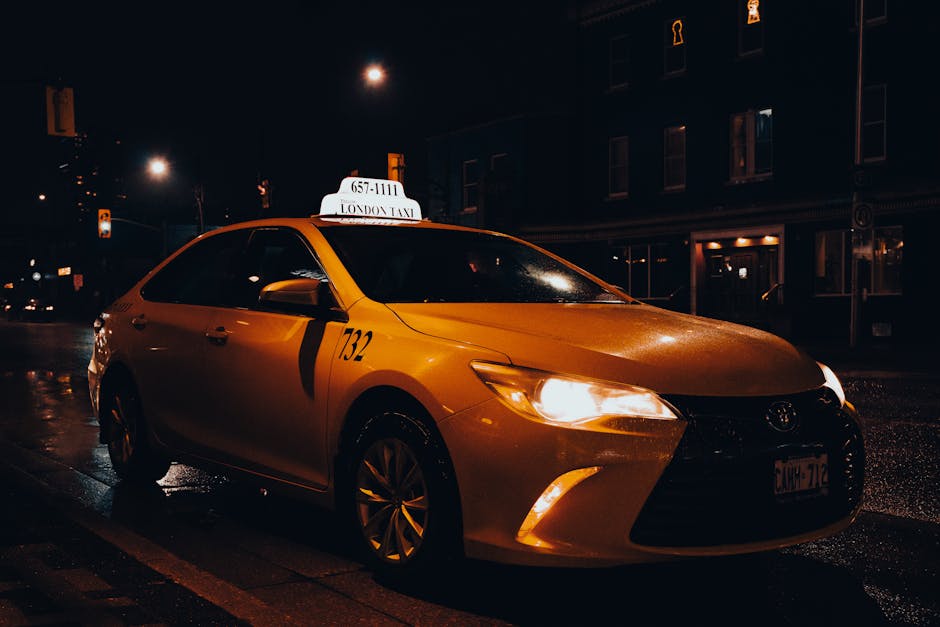 Amsterdam taxi cab waiting night street