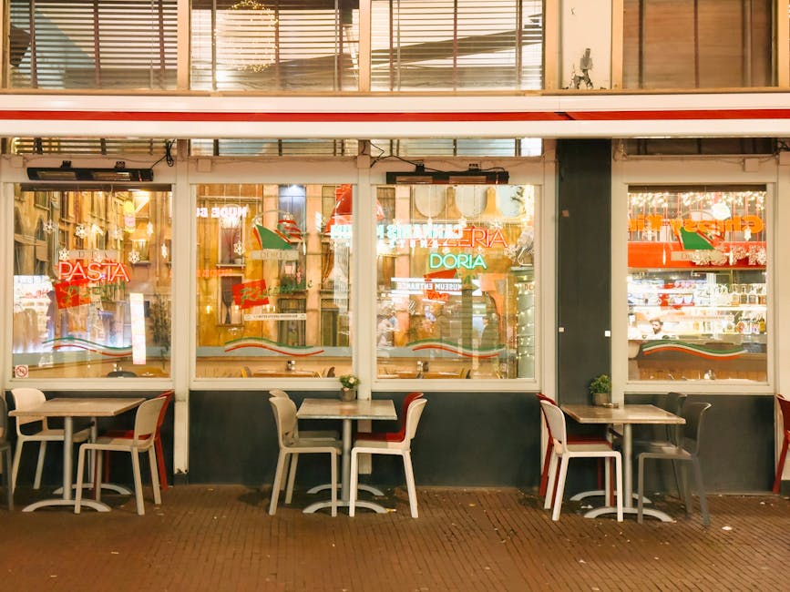 Amsterdam canal-side bistro evening dining