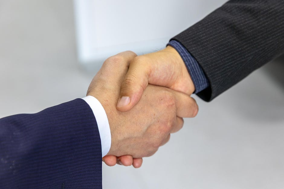Handshake greeting professional people meeting