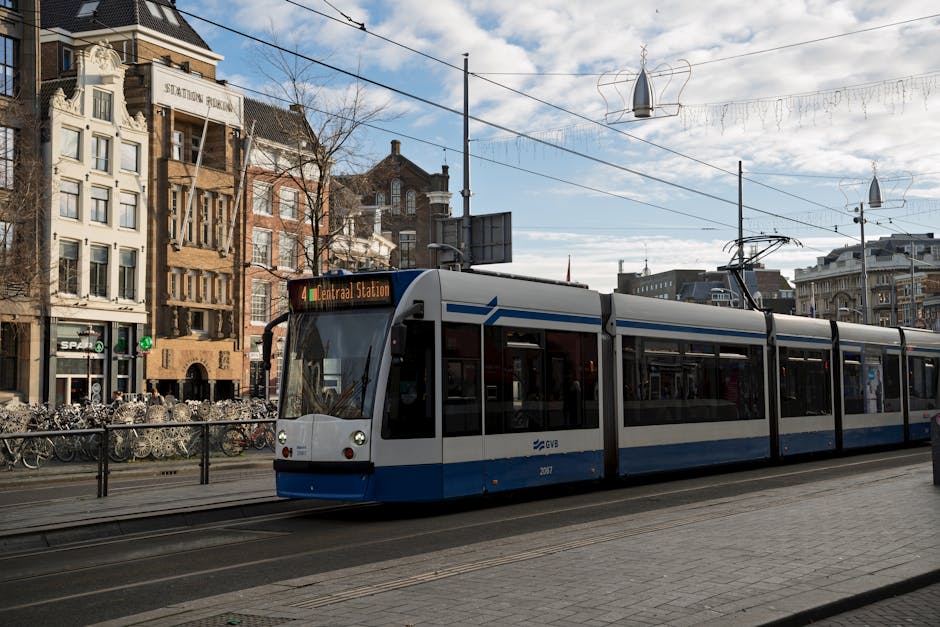 Amsterdam tram 2 with passengers