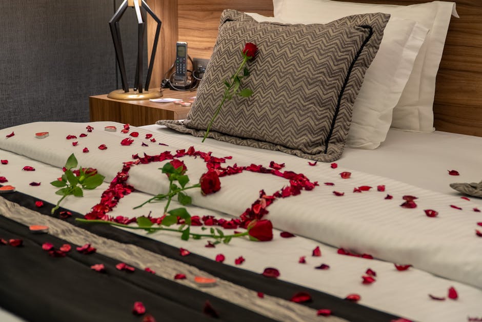 Romantic hotel bedroom bed canal view Amsterdam