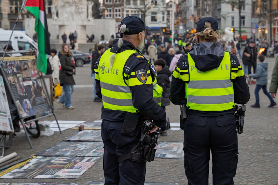 Amsterdam police officer street safety patrol