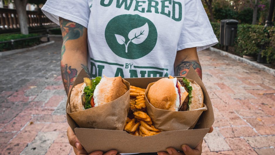Vegan burger plant based fries comfort food