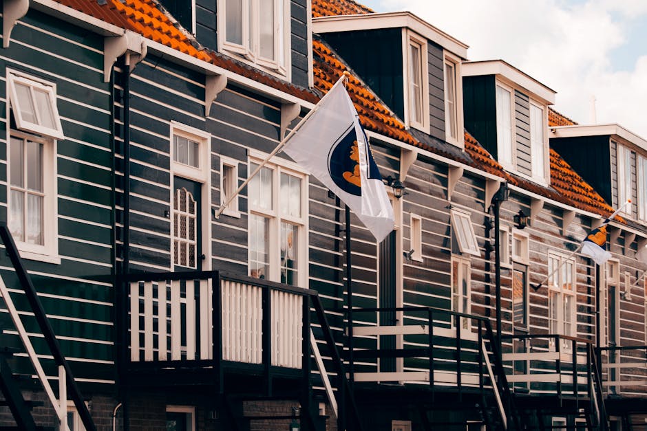 Marken green wooden houses traditional Dutch village