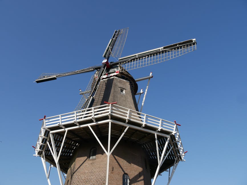 Working windmill close up Netherlands