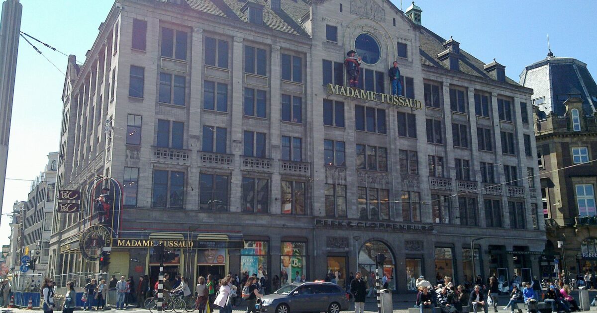 The Madame Tussauds entrance on Dam Square in Amsterdam, in the Peek & Cloppenburg building