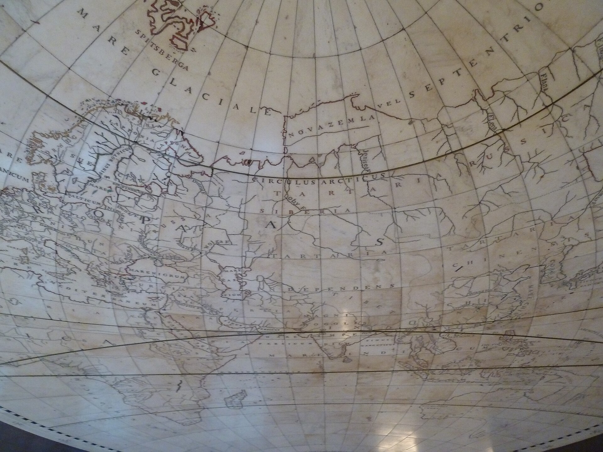 The inlaid marble world map in the floor of the Citizens' Hall in the Royal Palace Amsterdam
